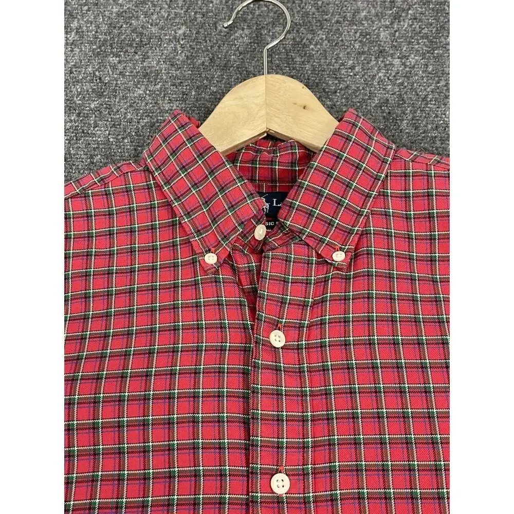 Polo Ralph Lauren Shirt Mens Large Check Plaid Button Up Red Long Sleeve N56